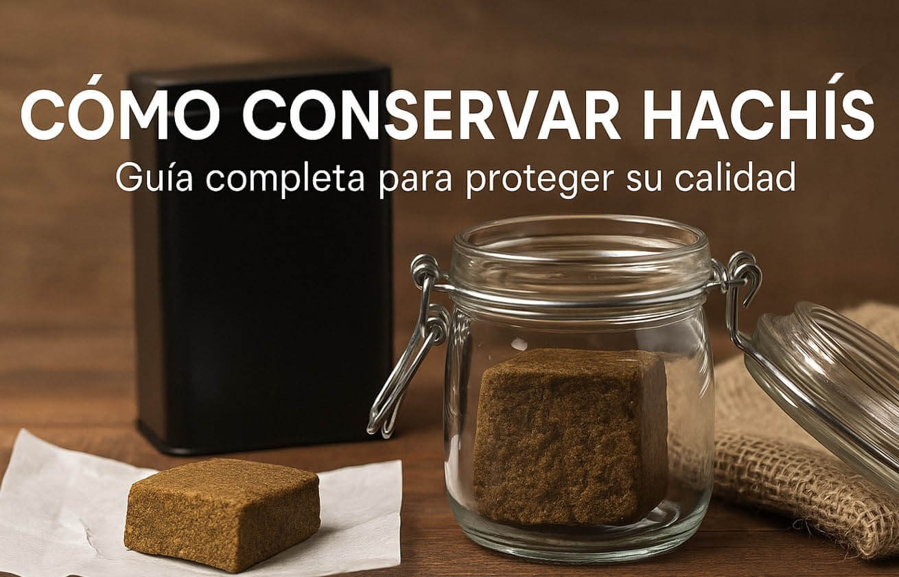 conservar hachís CBD: curado, uso de packs antihumedad y almacenamiento seguro.