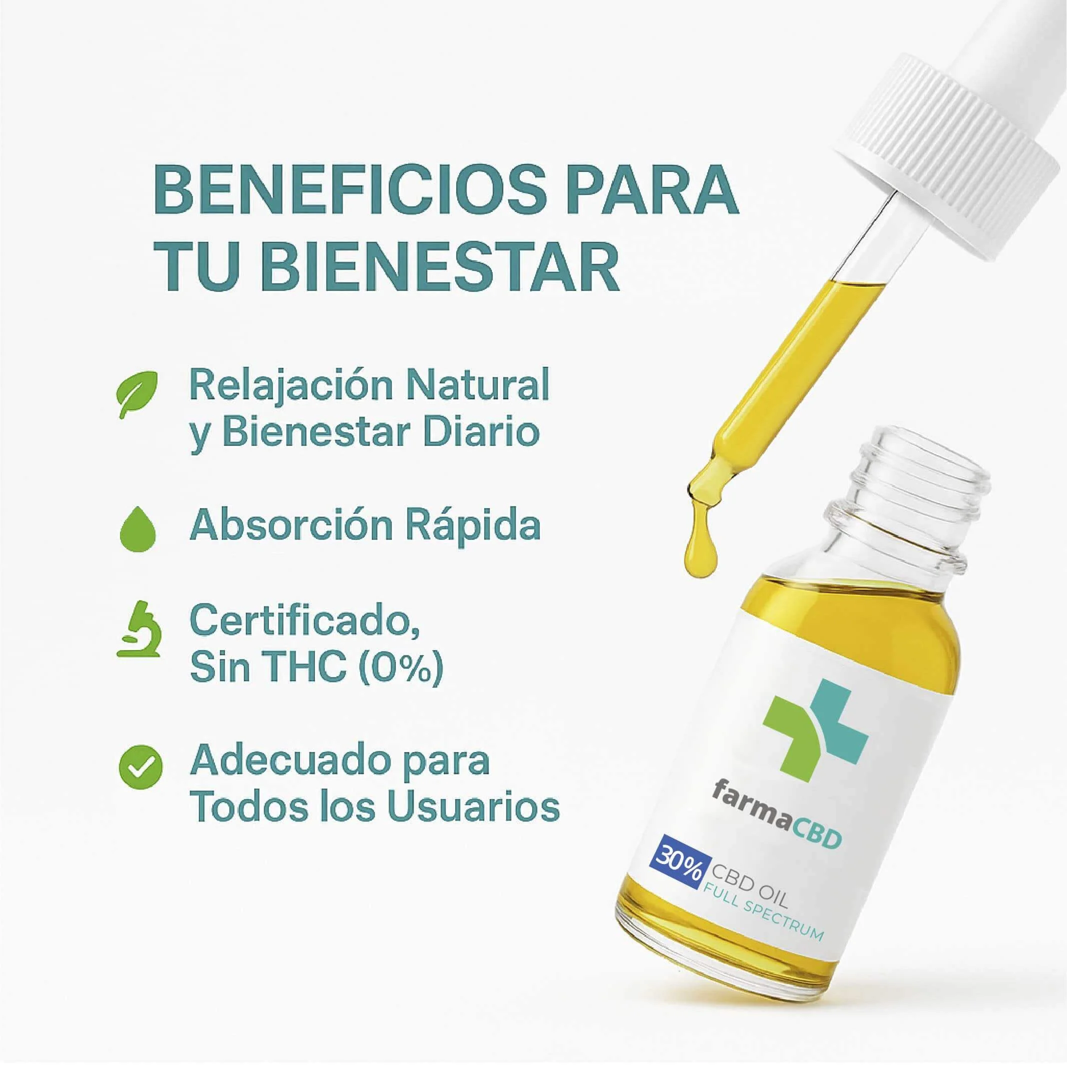 Aceite CBD 30% de Farma CBD con absorción rápida y sin THC