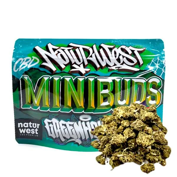 Mini buds CBD Naturwest de 20 gramos en envase económico.