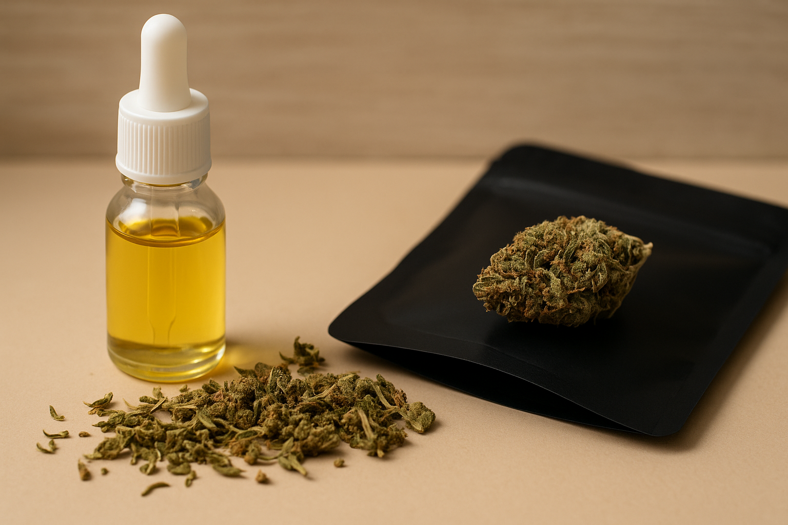 Comparativa visual de CBD económico: trim frente a flor premium