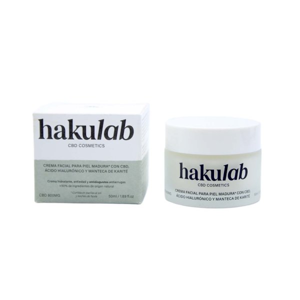 Frasco y caja crema CBD piel madura Hakunalab