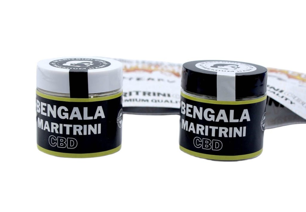 Frascos Maritrini CBD variedad Bengala en presentación doble
