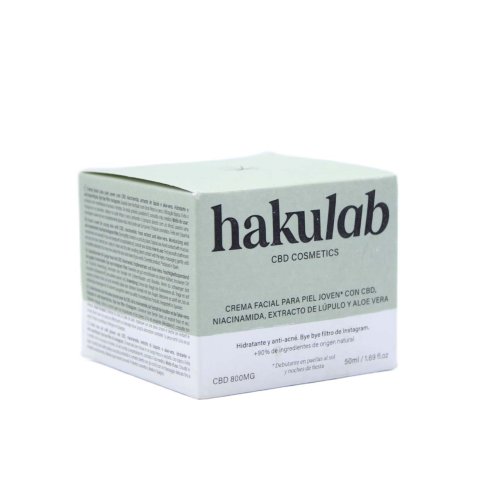 Caja frontal crema facial CBD piel joven Hakunalab