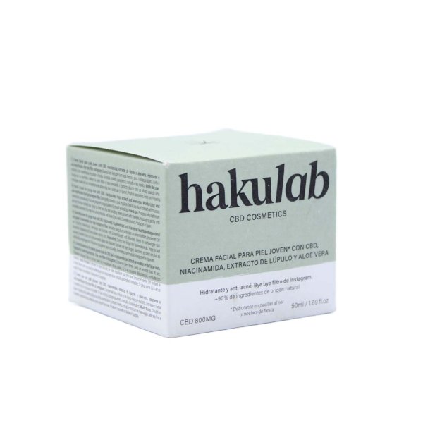 Caja frontal crema facial CBD piel joven Hakunalab