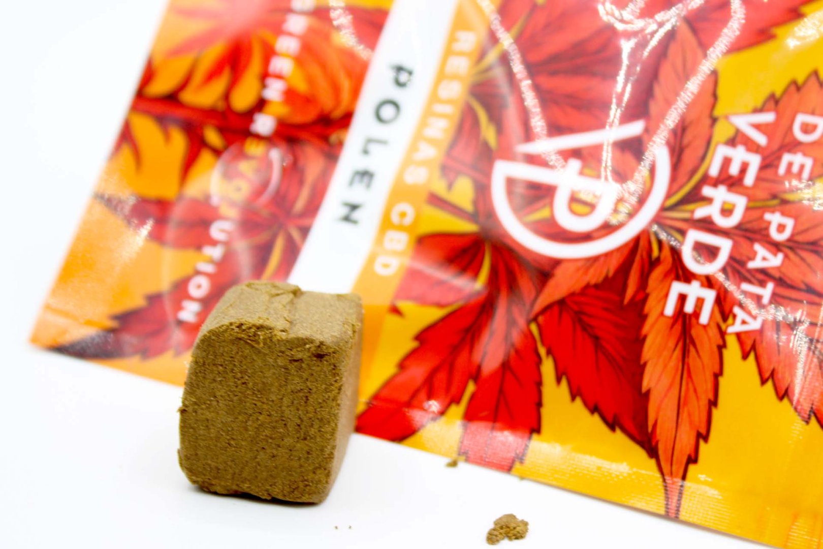 Cubo de polen CBD con fondo del envase De Pata Verde