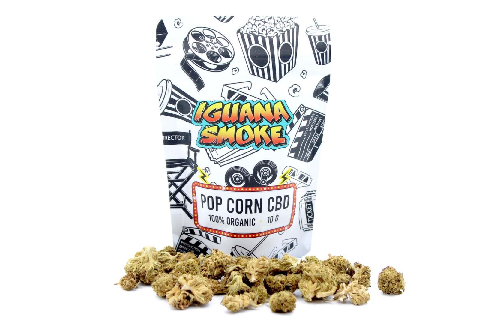 Bolsa de popcorn CBD Iguana Smoke 10g con diseño creativo
