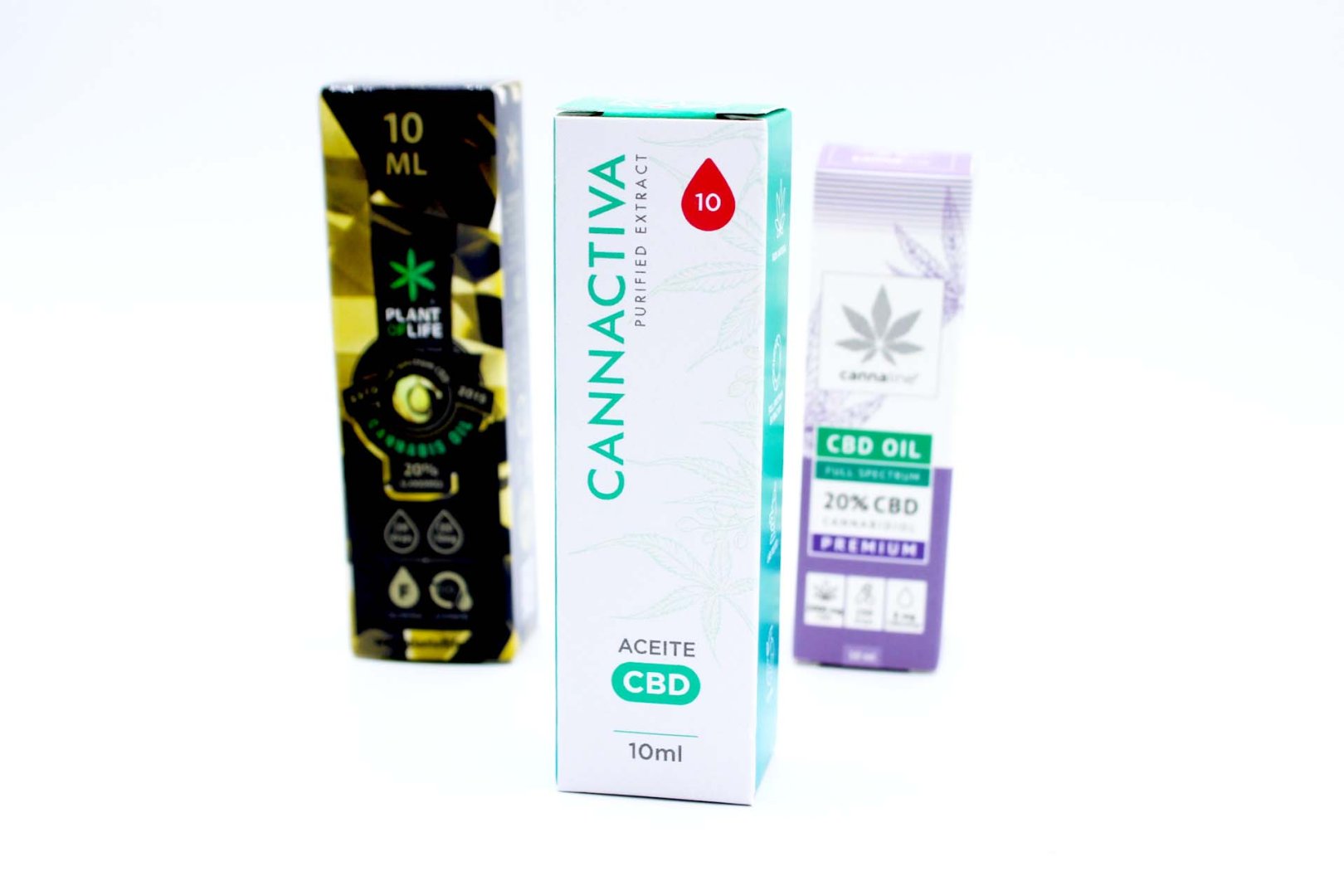 Frasco de aceite CBD Cannactiva 10% con cannabidiol puro y sin THC