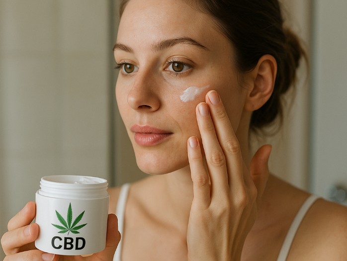 chica usando crema de cbd
