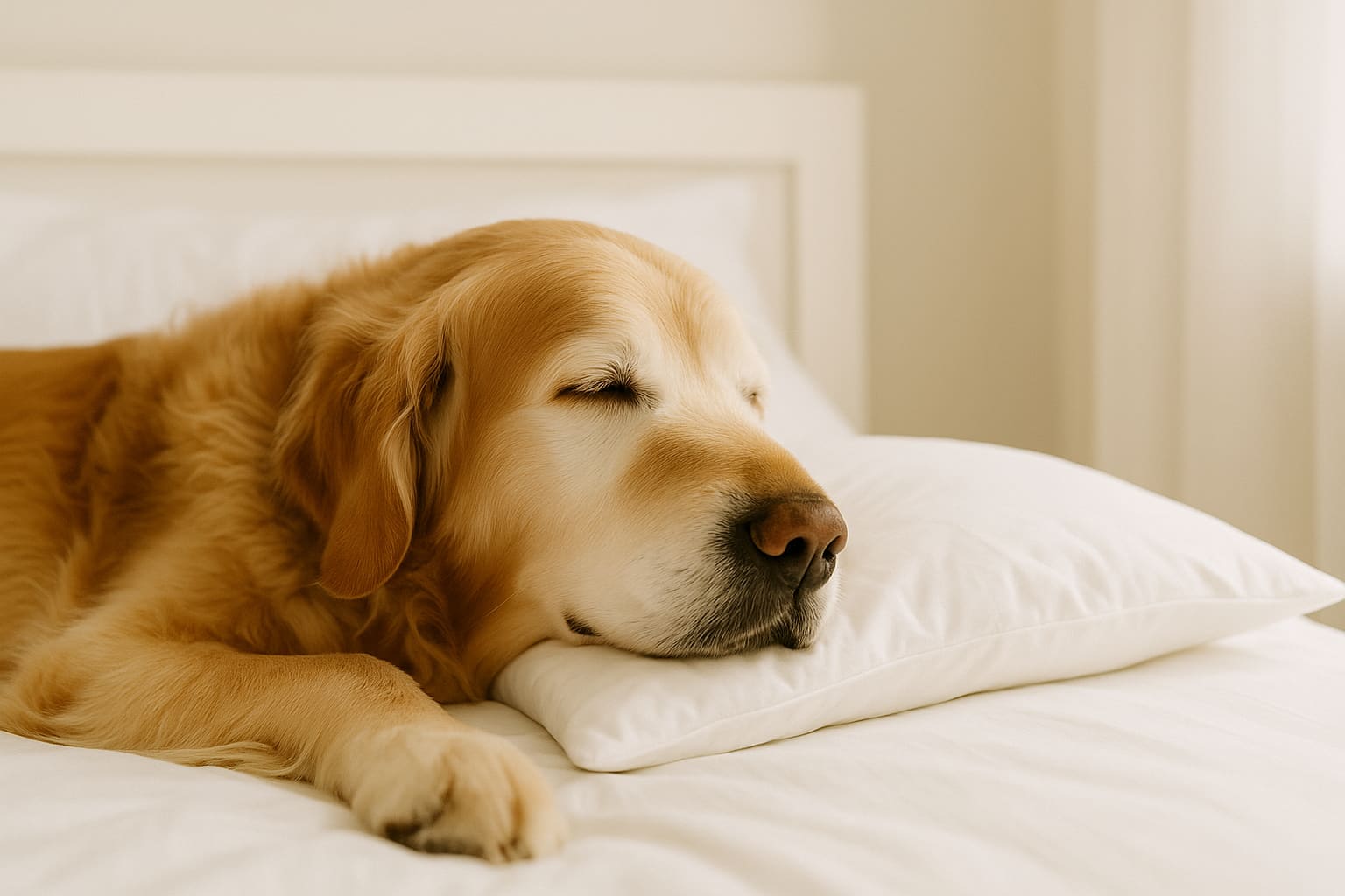 Perro mayor durmiendo relajado tras tomar CBD
