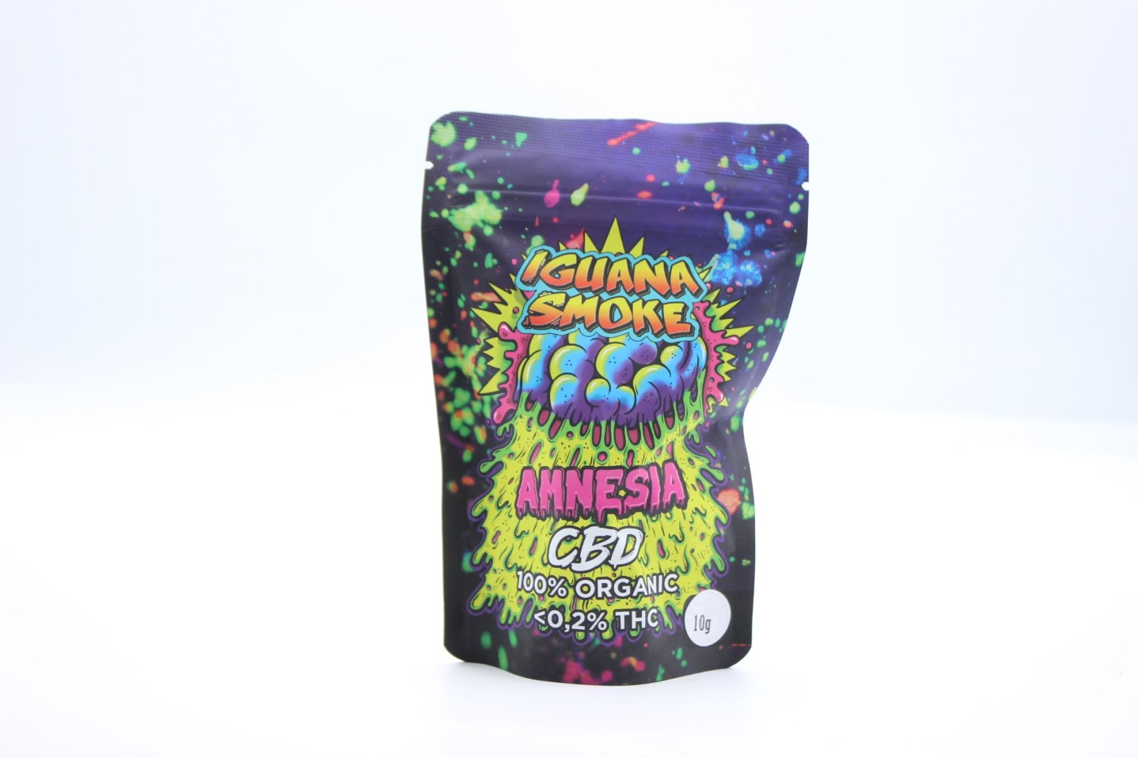 Bolsa Iguana Smoke Amnesia CBD, variedad reconocida por su aroma cítrico fuerte y frescura marcada