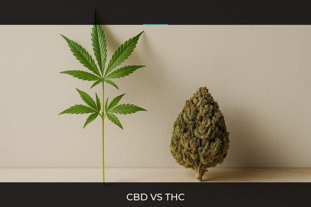 CBD vs THC: portada comparativa con tensión visual editorial en Farma CBD