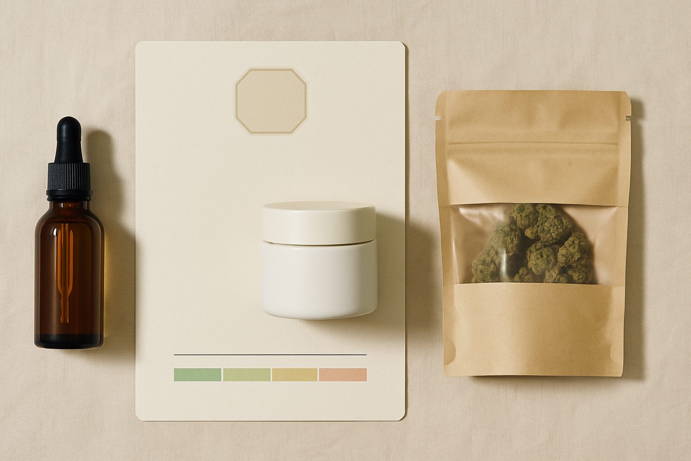 Comparativa de formatos CBD junto a un certificado de análisis