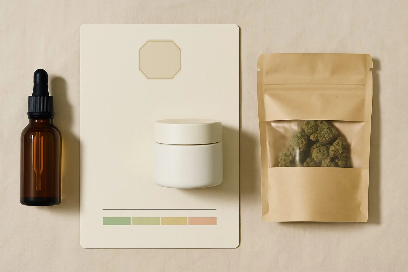 Comparativa de formatos CBD junto a un certificado de análisis