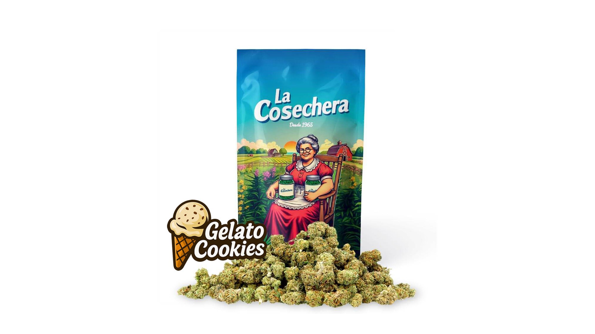 Gelato Cookies Small Buds 50g La Cosechera con textura resinosa y color verde oscuro