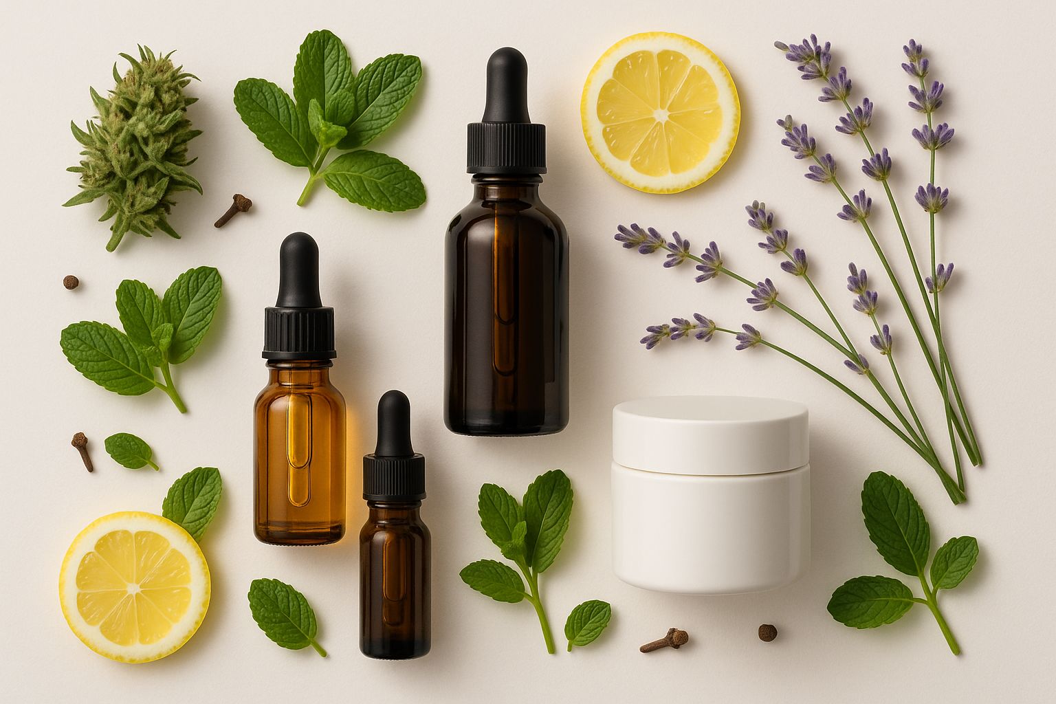 Productos CBD premium | Farma CBD Productos CBD premium con elementos botánicos en la guía sobre qué es el CBD