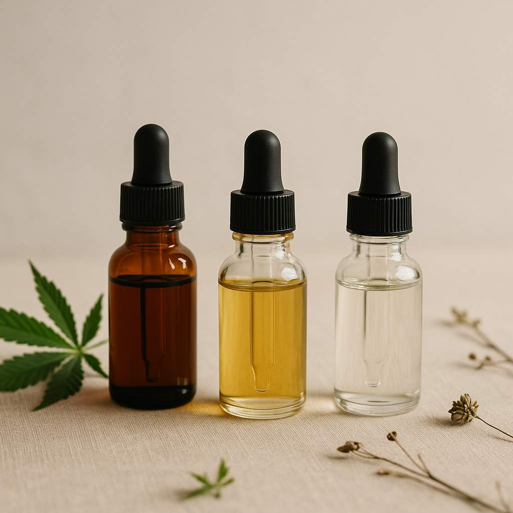 Full spectrum broad spectrum y CBD aislado en imagen editorial