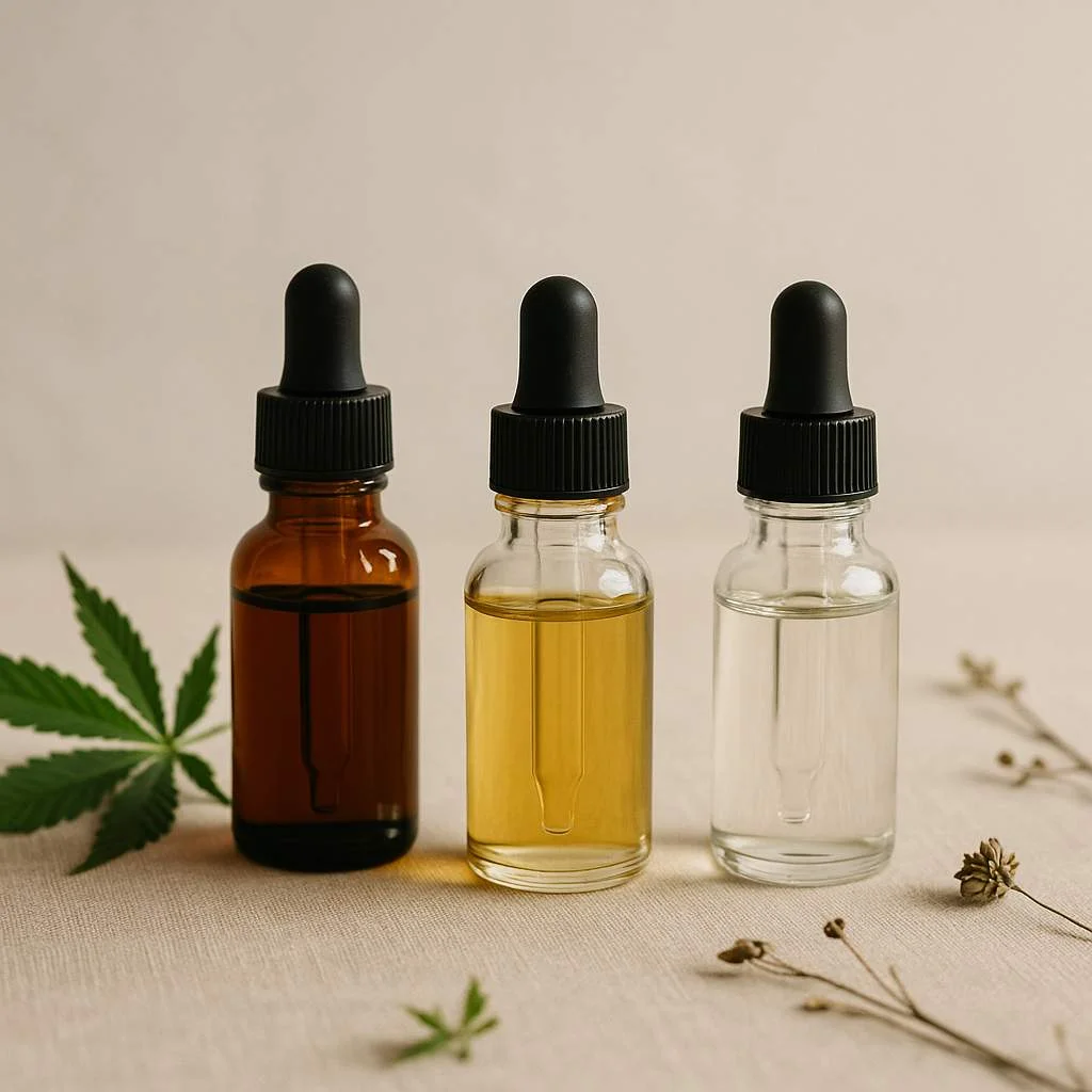 Full spectrum broad spectrum y CBD aislado en imagen editorial