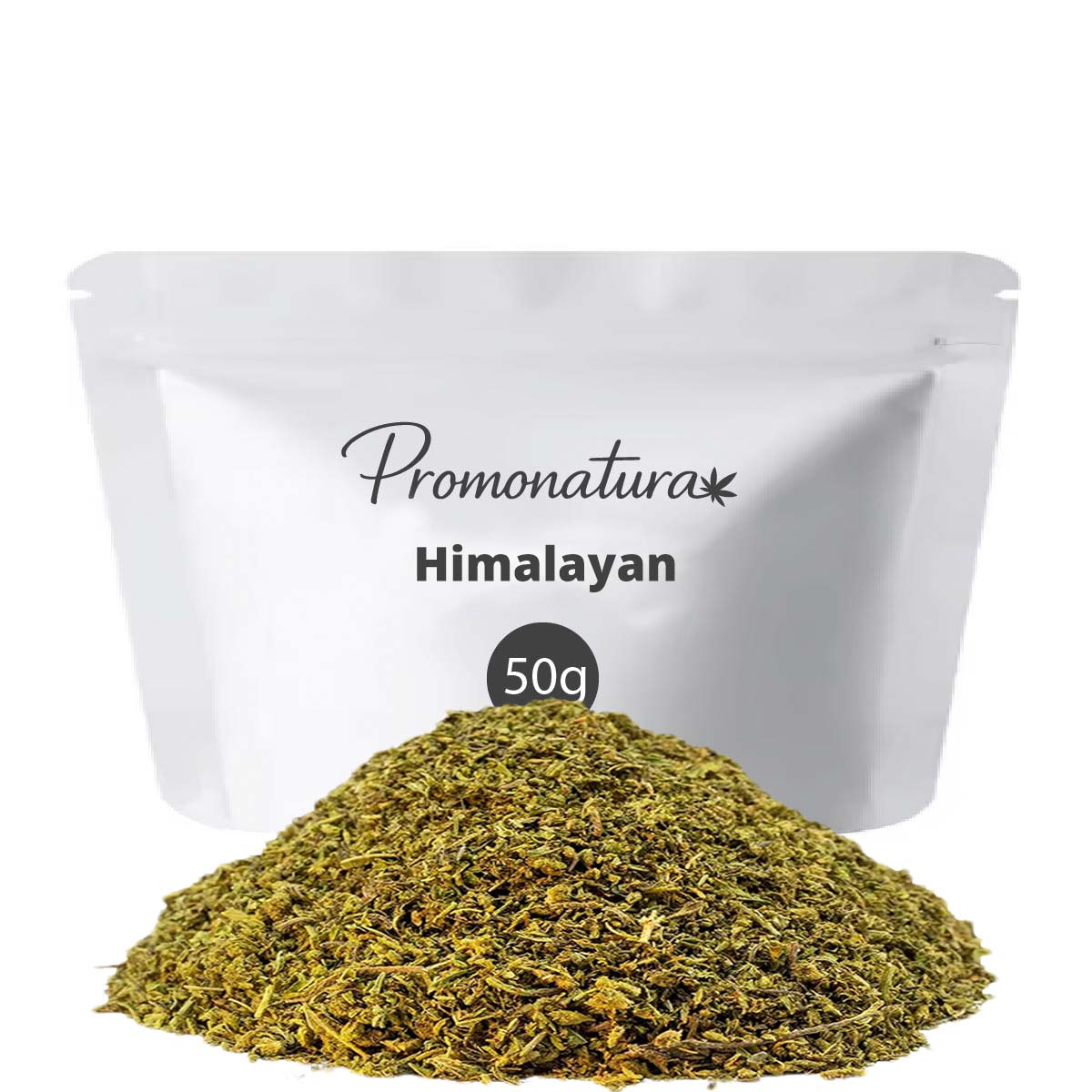 Himalayan Trim Promonatura 50g, recortes de flores CBD de variedades himalayas color verde oliva con aroma terroso y especiado