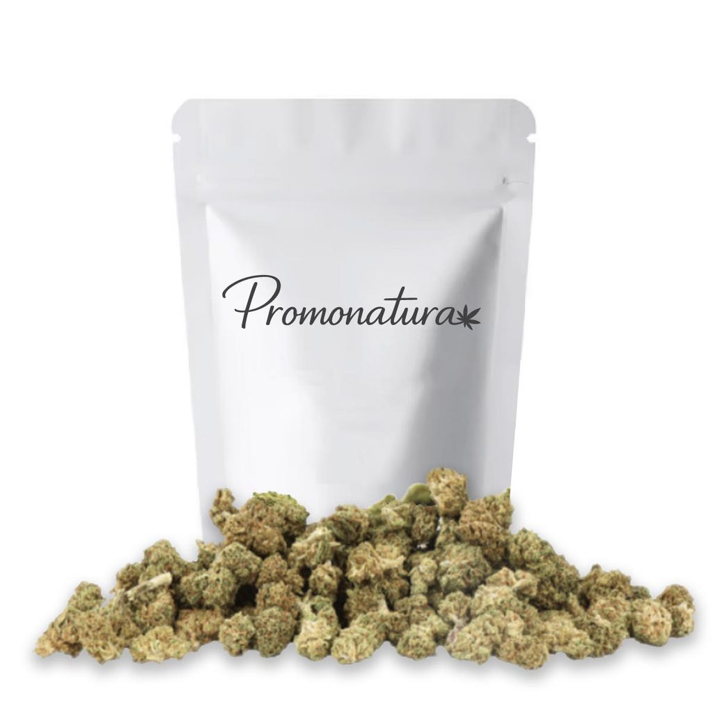 Cogollos pequeños indoor Durban Poison CBD Promonatura 10g, Small Buds de aroma dulce anisado y especiado en bolsa hermética