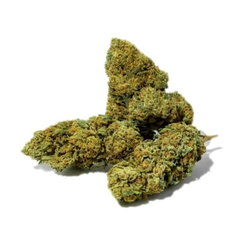 Cogollos de flor CBD Green Crack Mr Brown verdes y vibrantes con pistilos anaranjados y tricomas, en formato 5 g y 10 g
