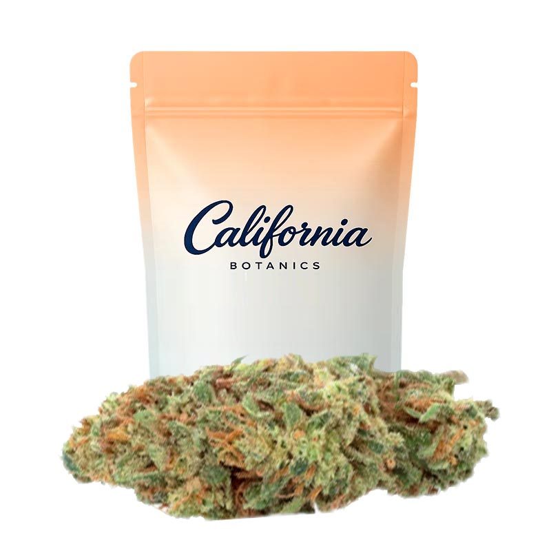 Cogollos hydroponic Orange Sherbet CBD California Botanics en formato 5 g y 10 g con tonos naranjas y tricomas brillantes