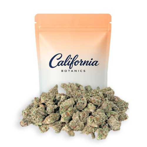 Cogollos pequeños indoor Tangie CBD California Botanics 10g, Small Buds verdes con pistilos naranjas y aroma cítrico